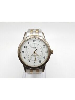 2004 Timex Carriage Quartz Watch Mens New Battery Two-Tone White Dial 36mm